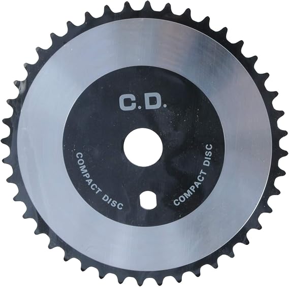 Ammaco 44T BMX alloy CD chainring sprocket CD torque converter compact disc colour silver and black old school retro BMX front sprocket