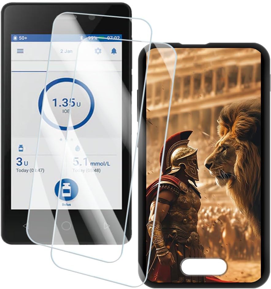 2個セット スクリーンプロテクター + ケース Omnipod DASH 4 インチ との互換性あり アーティスティックカスタムプリントカバーと強化ガラスフィルム スクラッチ防止 戦士