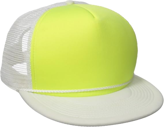 DECKY Flat Bill Neon Trucker Cap, White/Yellow