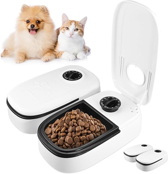 Automatic Cat Feeder, Cat Feeder Automatic With 48H Timer, 700ML CaT Food Dispenser for Wet or Dry Food, AutoMatic Pet Feeders for Cats Small Dogs,CAt Timer Feeding Bowl Timed Cats Feeding Station