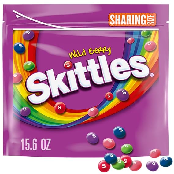 SKITTLES Wild Berry Chewy Candy, Share Size Candy Bag, 15.6 Oz | Wild Berry Flavor Chewy Candy, Resealable Share Size Bag, Great for Parties, Movie Night, Gaming Snacks and Candy Dishes