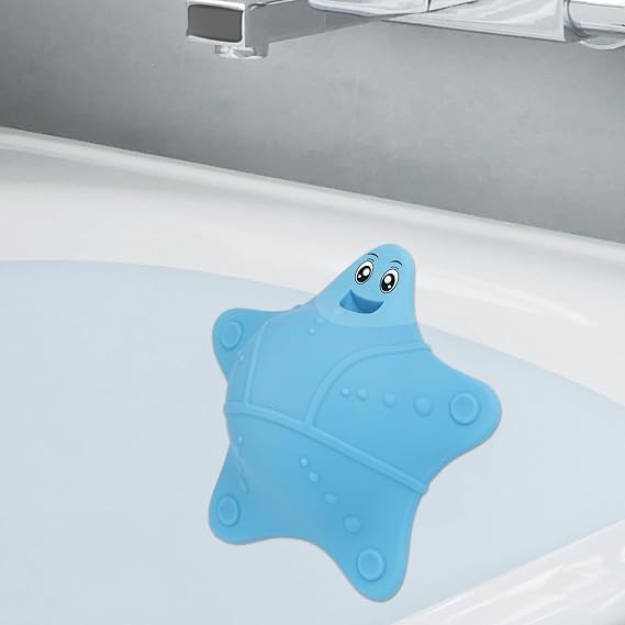 Silicone Bathtub Overflow Drain Cover with Suction Cups, Blue