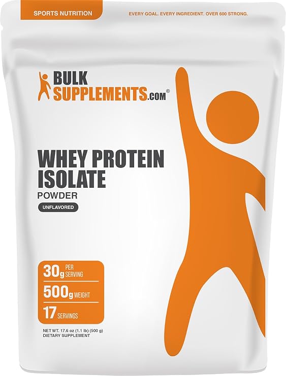 Whey Protein Isolate Powder - Unflavored Whey Protein Powder, Nutritional Supplement - Gluten Free, 30g per Serving, 500g (1.1 lbs) (Pack of 1)