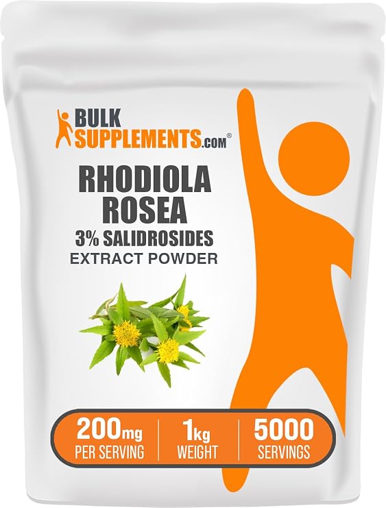 Rhodiola Extract Powder - 3% Salidrosides, Rhodiola Rosea Extract - Herbal Supplement, Gluten Free, 200mg per Serving, 1kg (2.2 lbs) (Pack of 1)