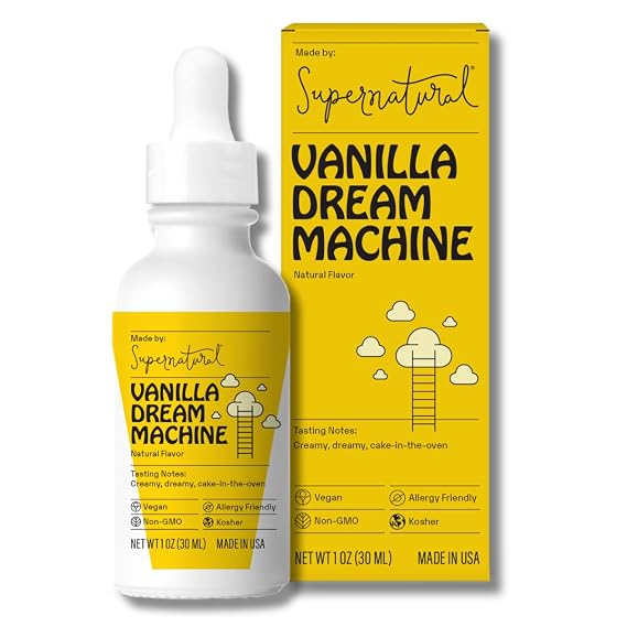 Supernatural Vanilla Dream Flavor Drops - Vegan, Non-GMO Natural Flavoring, Unsweetened, Zero Calorie. Creamy Vanilla Taste for For Food Crafts, Desserts, Candy, Water, Kids Smoothies, and More. 30ml 1oz