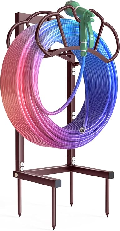 Qatsrin Garden Hose Holder Holds 160ft, Rustproof Water Hose Storage Bronze