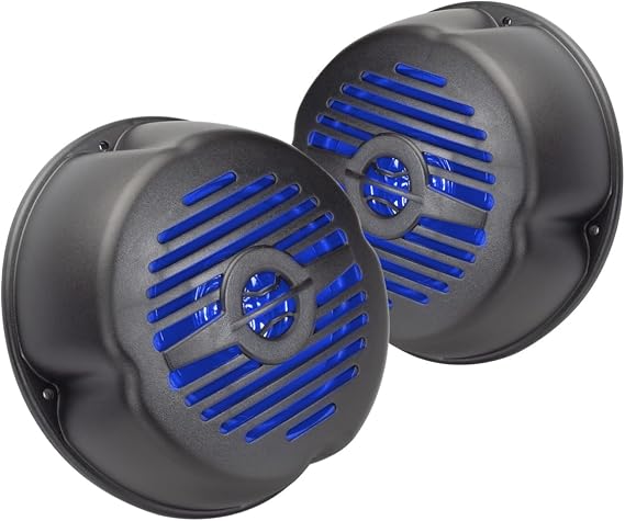 5 Water Resistant Surface Mount Speakers with Blue LED Lights for Marine, RVs, Hot Tubs Pair