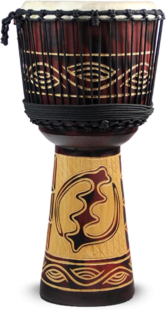 FLFL Djembe Drum 10 Inch 12 Inch Djembe Entire Wood Carved Goatskin Percussion Drum for Adults and Children (Color : 12 Inch)