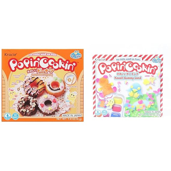 Kracie Popin' Cookin' DIY Candy Making Bundle - Donuts Kit 1.4 Ounces (Pack of 1) and Gummy Land Candy Kit