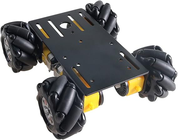 MC100 4WD Mecanum Wheel Car Chassis with TT Motor, Remote Control Smart Car Kit with 60mm Omnidirectional Wheel for Arduino/Raspberry pi/Micobit, Metal Frame Robot Chassis for DIY Learning (Black)
