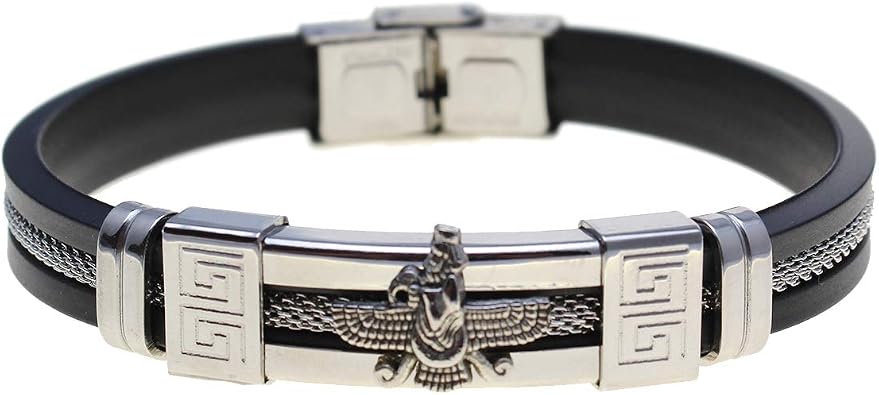 Mens Silver Farvahar Faravahar Bracelet Persian Gif Persia Art