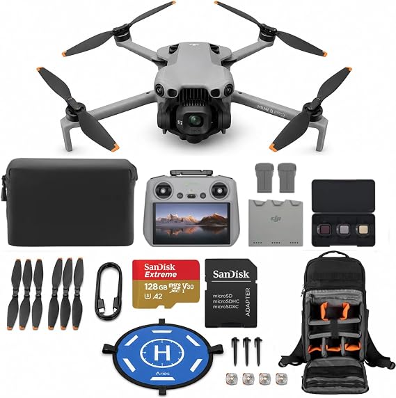 DJI Mini 5 Pro Fly More PLUS Combo Drone with RC 2 Controller, 3 Batteries, Drone with Camera, ActiveTrack 360, 225 Gimbal Rotation + 128GB microSD Card + Backpack + Landing Pad Bundle