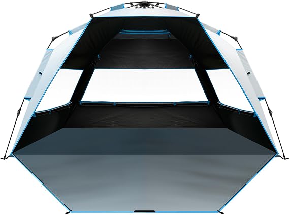 OutdoorMaster Beach Tent Blackout Coating, Pop Up Sun Shelter for 4 Person