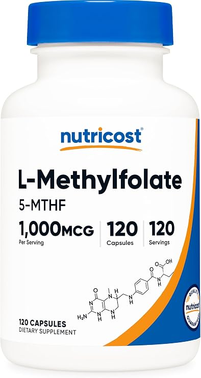 Nutricost Methylfolate 1000mcg, 120 Vegetarian Capsules, Gluten Free