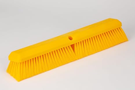 SPARTA Omni Sweep Plastic Push Broom Head, Heavy Duty, Industrial Broom With Color Code System For Outdoor, Indoor, Garage, Concrete, Patio, Kitchen, Bathroom, 18 Inches, Yellow