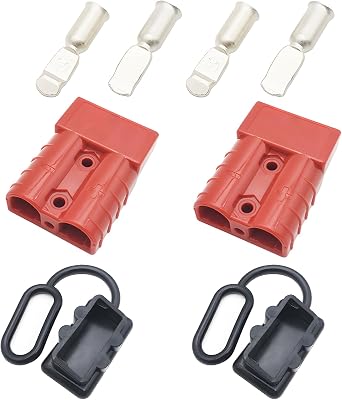 Battery Connector 50A, Red Battery Quick Connect Disconnect Connector Plug Kit, for Car, Motorhome, Solar Batteries, Camper, Boat Fits 6-10 AWG Wire