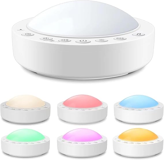 White Noise Machine for Baby,Portable Sound Machine with Nightlight,16 Soothing and Memory Function,Baby-Safe Clip& Child Lock,USB Rechargeable for Kids Adults