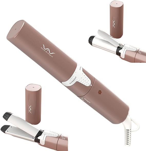 VAV 2 in 1 Mini Flat Iron 1 Inch Ceramic Small Hair Straightener and Curler,Curling Iron for Short Hair,Curls Bangs,Dual Voltage Curling Wand for Travel