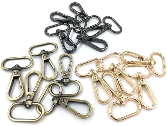15 Pcs 1" Inside Diameter Oval Ring Lobster Clasp Claw Swivel for Strap Push Gate Lobster Clasps Hooks Swivel Snap Fashion Clips (3 Color 1, Gold, Gunmetal, Bronze)