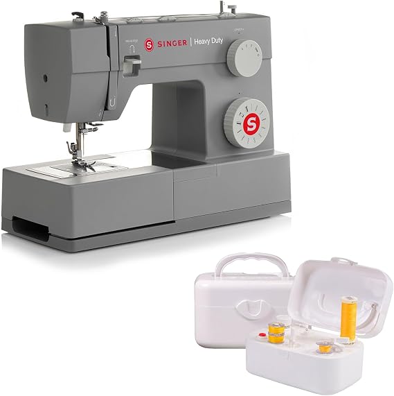 SINGER 4411 Heavy Duty Sewing Machine With Accessory Kit & Foot Pedal - 69 Stitch Applications + SINGER Bobbin Winder - for Class 15 & 15J Bobbins - Battery Powered with Included Power Adapter