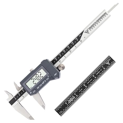 PEC Tools 6 Inch/150mm Absolute Digital Caliper & 6 Inch 4R Rule