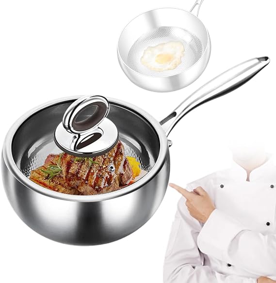 Titanium Non Stick Frying Pans Titanium Hammered Pan Titanium Skillet with Lid Scratch-Resistant Titanium Pots And Pans for Cooking EnthusiastsSilver,11.8 in