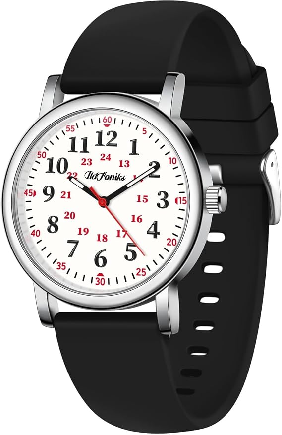 Nurse Watch for Medical Professionals Analog Women's Watches Mens 24 Hour Military Time with Second Hand