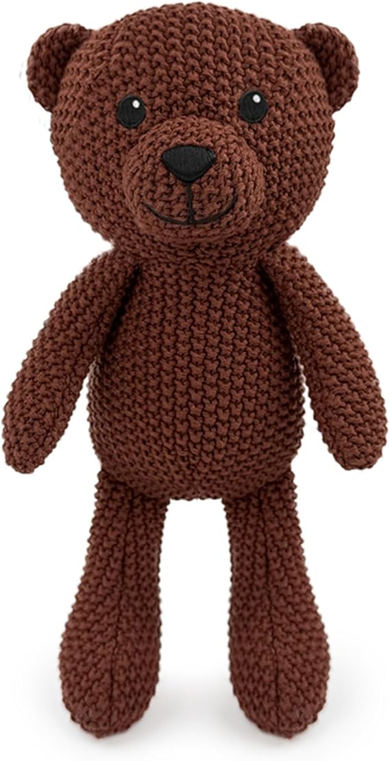 Realistic Bear Stuffed Animals, 10 inch Crochet Stuffed Animal Toys for Babies, Birthday for Girls and Boys, Knitted Cute Toy and Soft Plush Brown Bear Toys