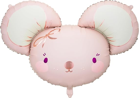 Cute Mouse Head Foil Balloons PartyDeco 29.5 Inch Light Pink Colour Mylar Balloon For Birthday Party Decorations Pink Foil Balloons For Baby Shower Mouse Themed Girl Birthday