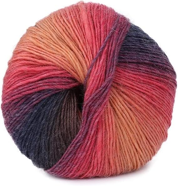 Gradient Rose Wool Blend Yarn Knitting Yarn 1Ball 50g Hand Woven Rainbow Colorful Crochet Cashmere