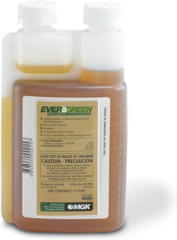 MGK Evergreen Pyrethrum Concentrate | Pyrethrin Insecticide Spray | 16 oz | OMRI Listed for Organic Production, for indoor or outdoor applications. Botanical products to help control insects
