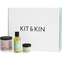 Kit & Kin New Mum Natural Skincare Bundle | Hypoallergenic, Vegan & Certified Natural | Gentle On Sensitive Skin | Mum to be Pamper Kit Gift Box | 3 Products + Gift Box