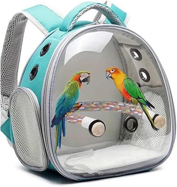 Bird Carrying Bag Small Bird Travel Carrier Bird Backpack Parrot Cockatiel Transparent Clear Hard Shell Stand Perch Going Out