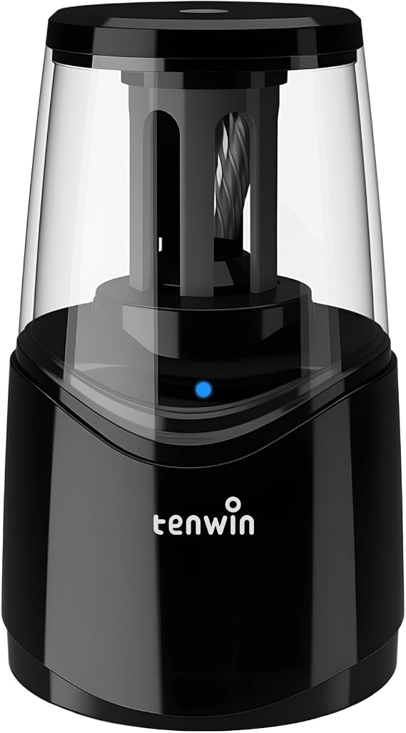 tenwin Rechargeable Pencil Sharpener for 6-8mm Pencils Automatic Sharpening | Portable, 2000mAh Battery, Electric Pencil Sharpener, Durable Helical Blade for Fast Sharpen, Home/School/Art Studio