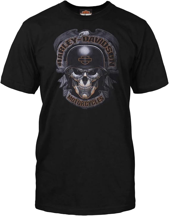 Harley-Davidson Military, Overseas Tour Baghdad Afghanistan Black Skull Mens T-Shirt