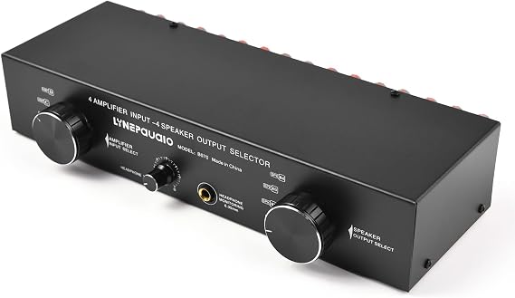 Amplifier Speaker Selector Switch Switcher 4 Input 4 Output Power Amplifier Speaker Selector Switcher 300W Per Channel Speaker Switch Dispenser Comparator Sound Quality No Loss