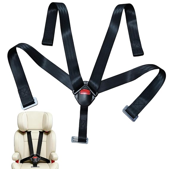 Universal 5 Point Seat Chest Harness with Locking Buckle Adjustable Straps Replacement for High Chair Stroller Pushchair