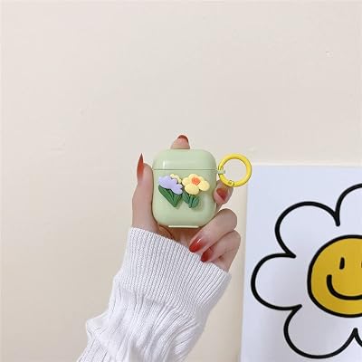 Compatible with Airpod Case, TPU Cover Case Compatible with Airpods 2&1 for Girls, Cute Flower Shockproof Protective Airpods Cases, Compatible with Wireless Charging