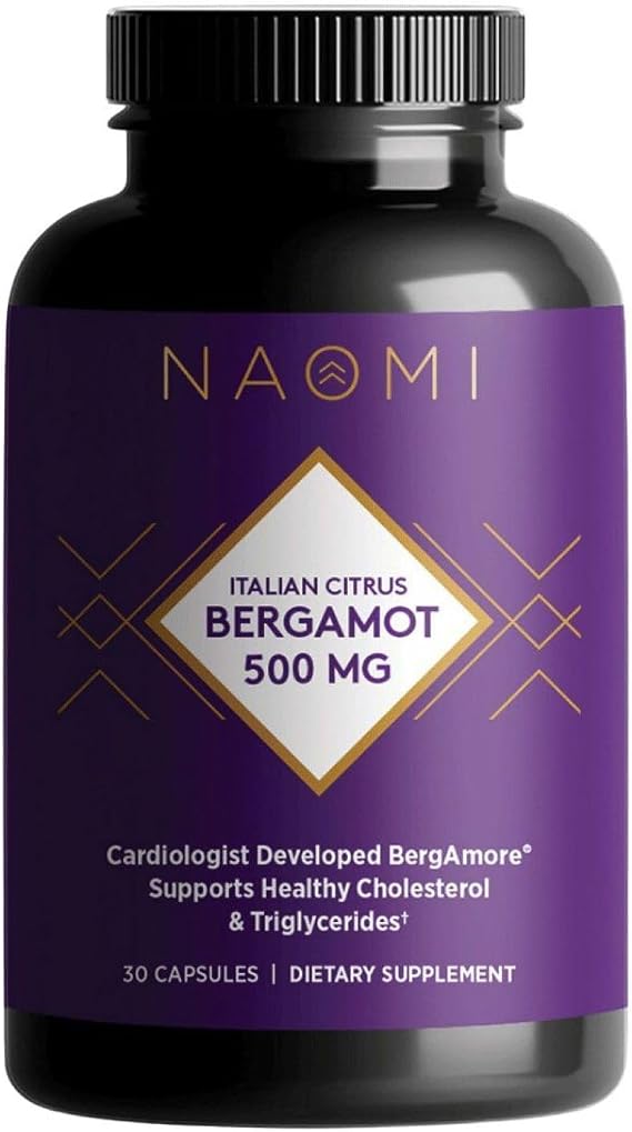 NAOMI Italian Citrus Bergamot 500mg - Supports Healthy Cholesterol & Triglyceride Levels Already in Normal Range - Patented BergAmore Extract, 7 Key Polyphenols, 1-Capsule Daily, 30-Day Supply