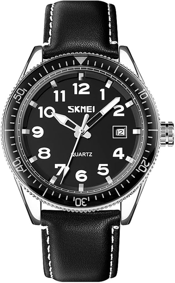 Men's Watch, Black Leather Strap, Big Face, Simple, Wrist Watch, Waterproof, Brand Analog, Business, Stylish, Casual, Luminous, Date, Gentleman, Men's, Luxury, Gift, Classic