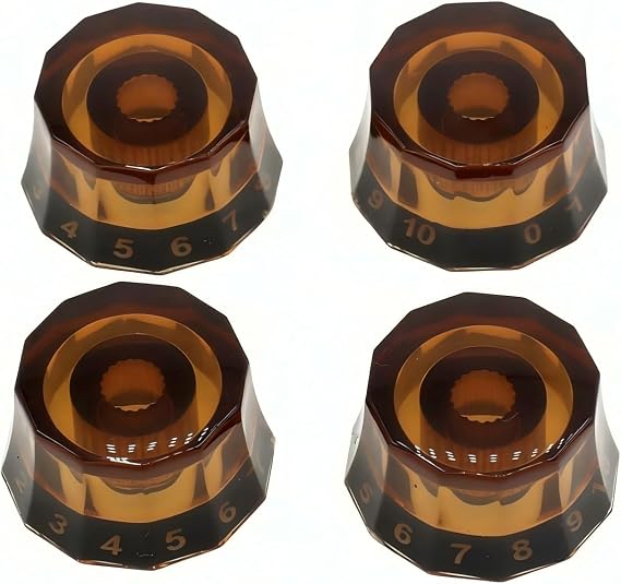 CashBeat 4 Pack Lampshade Guitar Speed Knobs, Clear Brown 18 Spline LP SG