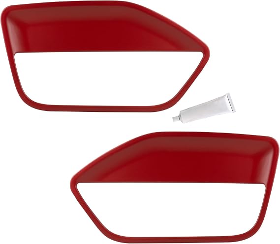 DashSkin Door Panel Inserts (Left+Right Pair) Compatible with 2005-2009 Ford Mustang in Red - Hard Molded Plastic Door Skin Cover