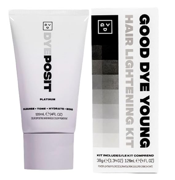 GDY DYEposit Color Depositing Conditioner (Platinum) and Hair Lightener Kit with Dust Free Powder Lightener and 25 Volume Developer - Moisturizing Bleaching Kit - Vegan Hair Bleach (4 oz.)