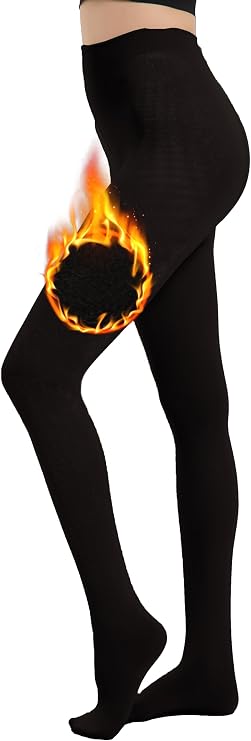 Fleece Lined Tights for Women, Warm Thermal Opaque Leggings, Winter Soft Thick Pantyhose