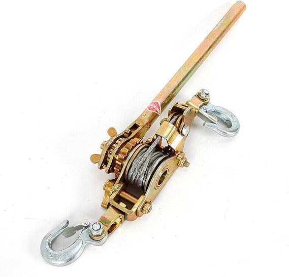 Come Along Cable Puller Winch, 2Ton 4400LBS Heavy Duty Double Gear Hand Cable Puller Lever Hoist Ratchet for Lifting Pulling