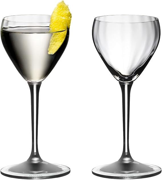 Riedel Nick & Nora Large Crystal Glasses, Drink Specific Glassware Machine-Made, Set of 2 | Machine-Made Crystal Nick and Nora Large Cocktail Glasses, 198 Ml, 2-Oz Pour Line, Dishwasher-Safe, Made in Germany
