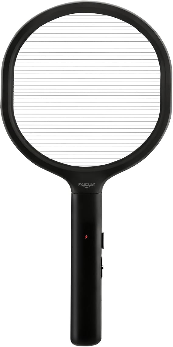 Faicuk Bug Zapper Racket, Electric Fly Swatter, Black | Battery-Powered, Single-Layer Grid, For Large Insects - Wasps, Bees, Horse-Flies, Moths, Indoor Outdoor