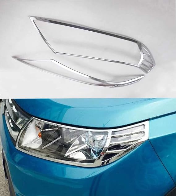 / 2Pcs ABS Chrome Car Front Headlight Lamp Cover Trims Bezel Frame Emblems for Suzuki Vitara 2015-2019