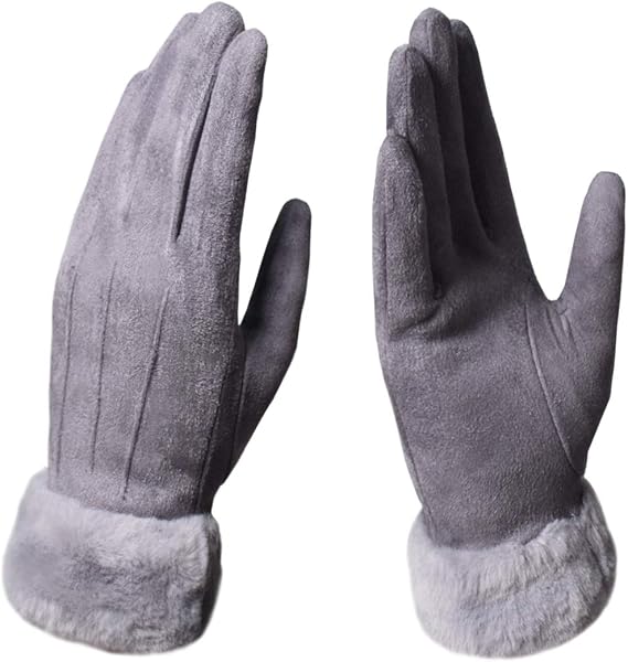 KXF Womens Winter Warm Touchscreen Suede GlovesThick Thermal Soft Fleece Lining Texting Driving Classic Mittens