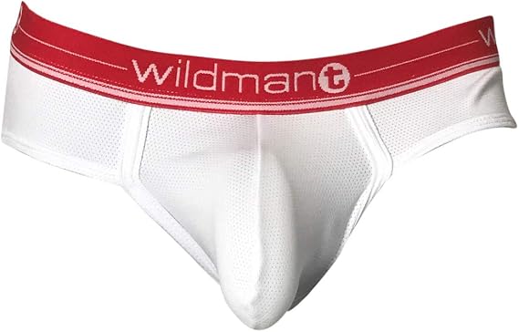 Wildmant Summer Big Boy Pouch Briefs White with Red Large